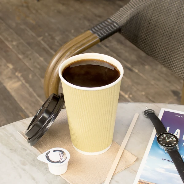 06. Karat 16 oz Paper Coffee Cups - Ripple