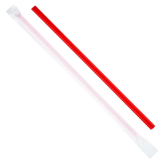 09. Karat Red 9" Giant Straws (8mm Diameter), Paper-Wrapped [500ct]